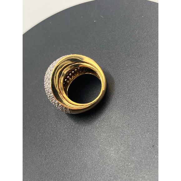 Designer Sterling Silver Vermeil Cubic Zirconia Cocktail Dome Ring Sz 6.5 - Picture 12 of 15